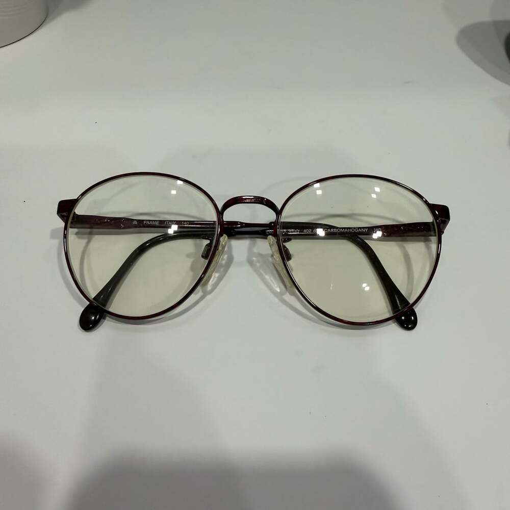 Luxottica 402 Size 51/19 Carbomahogany Round Eyeglass Frames Italy